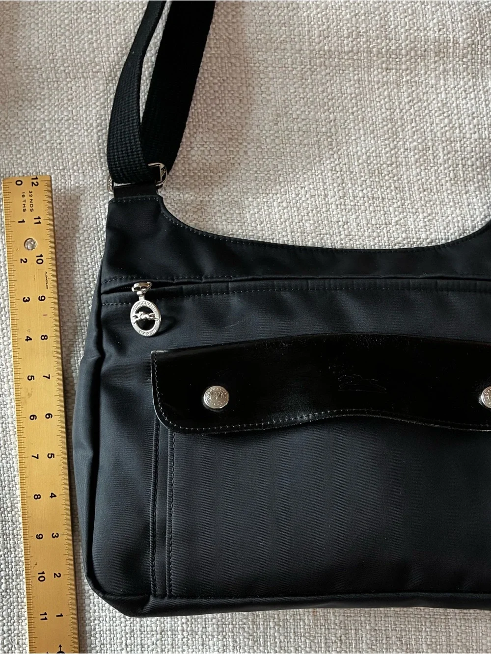 Longchamp Planetes black nylon and leather unisex crossbody & messenger bag